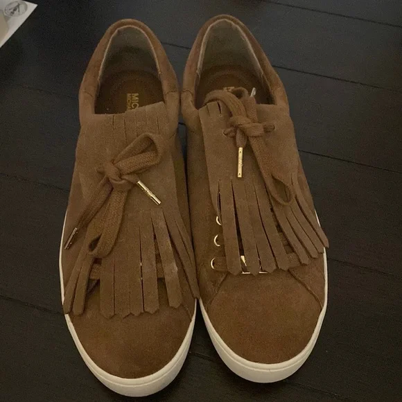 MICHAEL KORS SUEDE BROWN SNEAKERS SZ 10 - Picture 1 of 8